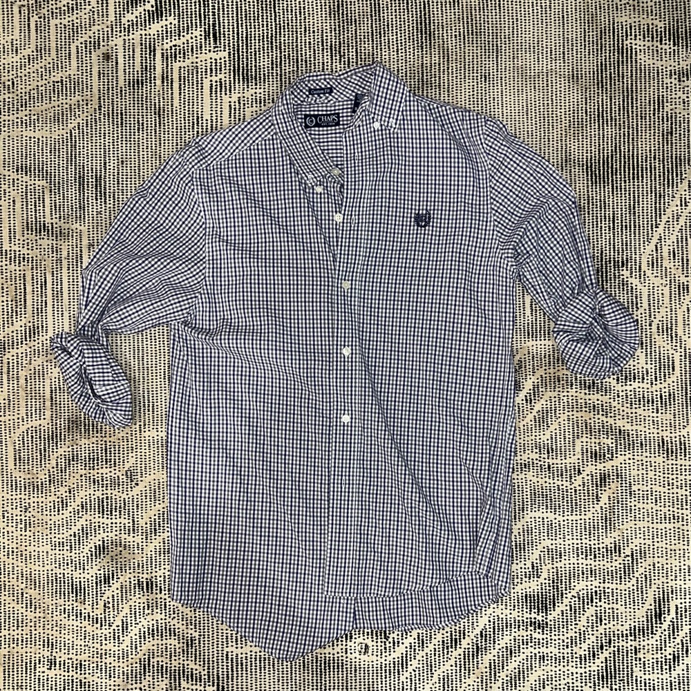 Chaps Purple Plaid Men’s Oxford Button-Up Shirt